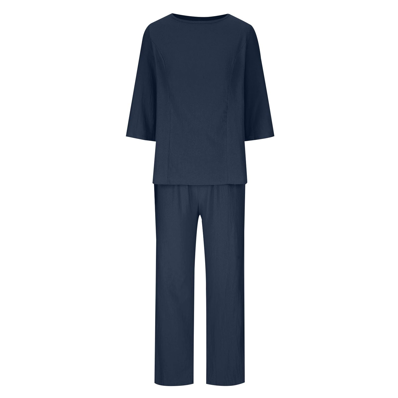 Completo Donna 2 Pezzi Top a Maniche Corte/Lunghe e Pantaloni con Tasche Elegante Completi Casual Estivo da Casa Tuta Donna Palestra per Vacanze al Mare