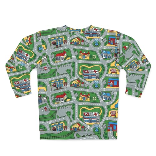 Nostalgic Kids Playroom City Life Car Carpet City Streets Rug Unisex Crewneck Sweatshirt2