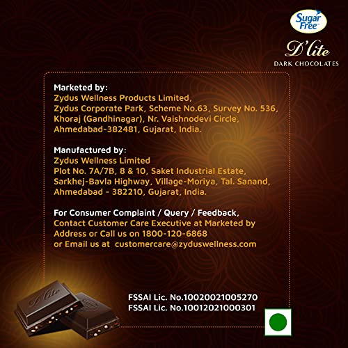 Image of Sugar Free D'lite Dark Chocolate | Hazlenut & Almonds Dark Chocolate Bar | Pack Of 1 (80 Gram) | No Added Sugar | Keto Friendly & Vegan | Gluten Free | Guilt Free Extreme Delight With 50% Cocoa