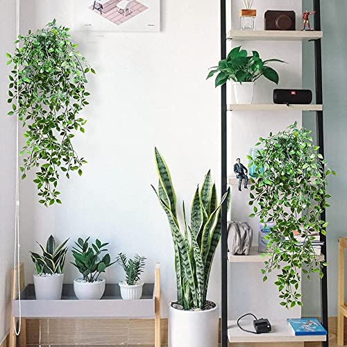 image for Huixinglin 3 Pack Artificial Hanging Plants Potted Greenery Decor Fake