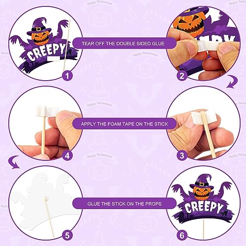 Happy Halloween Photo Booth Props - 38 Pcs Trick or Treat Halloween Photo Props Set, Spooky Funny Creepy Boo Pumpkin Bats Witch Hat Picture Props for Helloween Party Supplies Decorations Photography - image 4