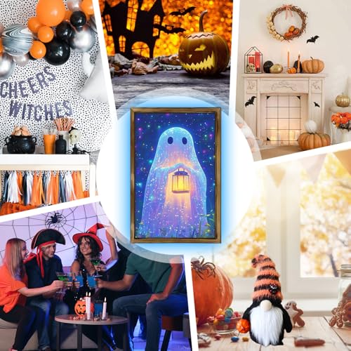 Pósteres luminosos de fantasma con arte espeluznante de Halloween para salón 3