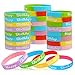 CCINEE 24 PCS Happy Birthday Silicone Bracelets, Colored Silica Rubber Stretch Wristbands for Kids Teenagers Birthday Party Supplies,4 Styles