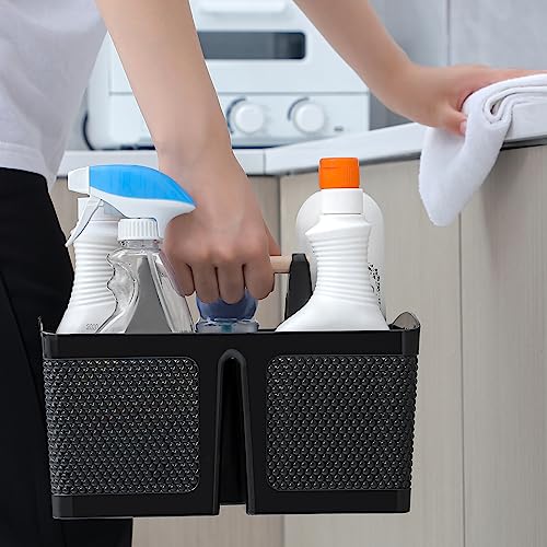 Image of rejomiik Portable Shower Caddy Basket Plastic Cleaning Caddy Organizer Storage Tote with Handle for Bathroom, College, Dorm Room Essentials, Black