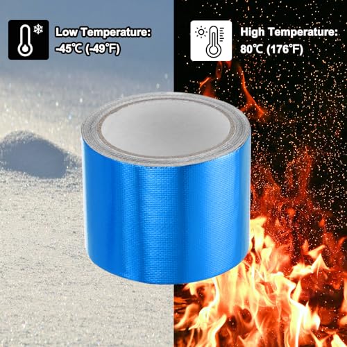 Image of PATIKIL Awning Repair Tape 3-1 /8 inch x 26ft Waterproof Canvas Tape High Adhesive Tear Repair Patch Kit for PVC Tarpaulin Tent Awning Fabric RV Sail Boat Cover, Blue