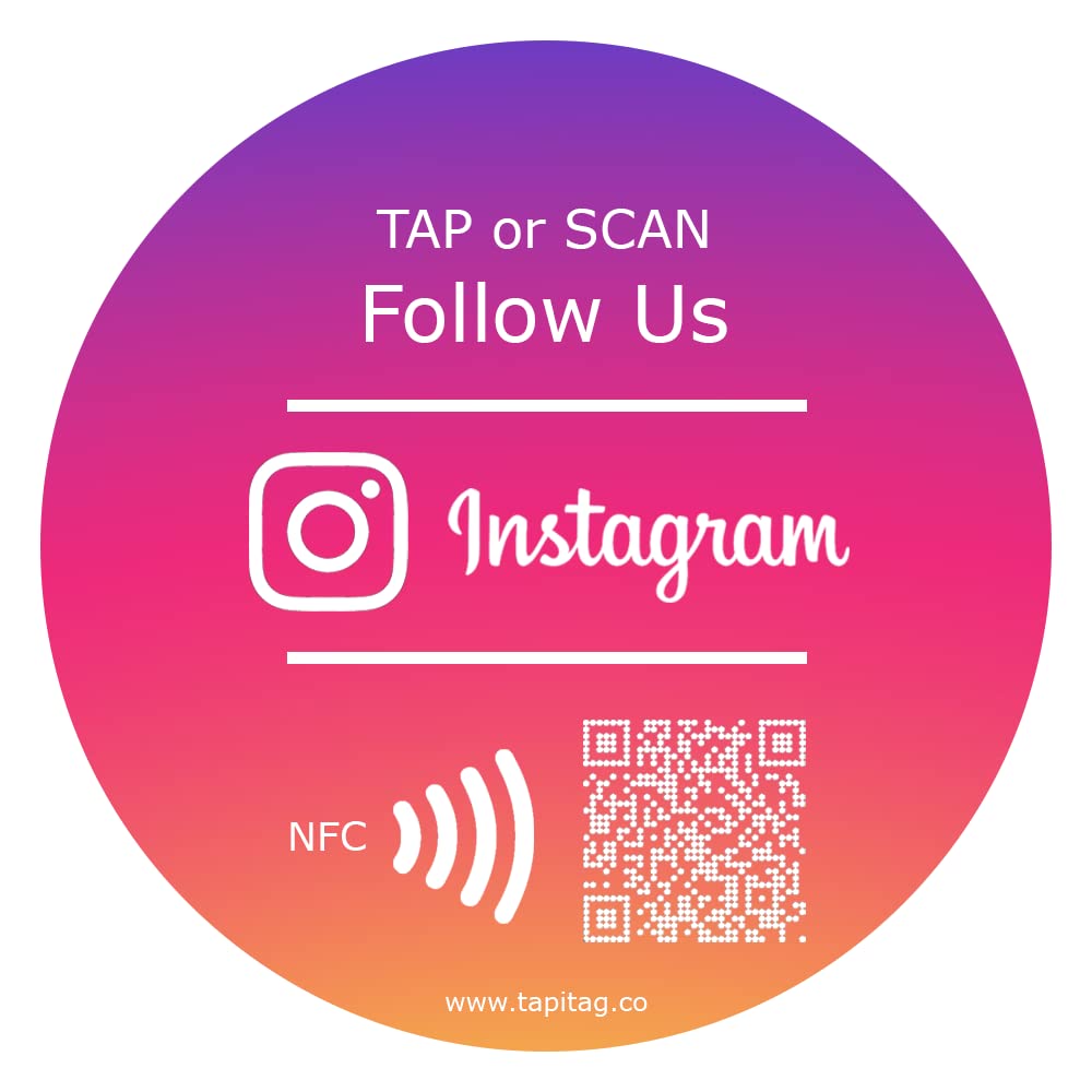 TAPiTAG Follow Us on Instagram PVC Tag NFC & QR Code 120mm