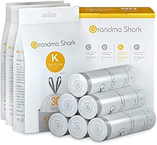 GRANDMA SHARK 38 - 48L UP TO 55L Bin Bags Liners Drawstring Trash Bag, Handle Waste Bags, 90 Garbage Bag, Super Strong, Anti-drip Unscented, 60 × 74 cm