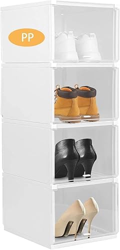 Towallmark Organizador de zapatos, caja de exhibición plegable transparente de zapatillas, material de pp, contenedores de zapatos de acrílico para
