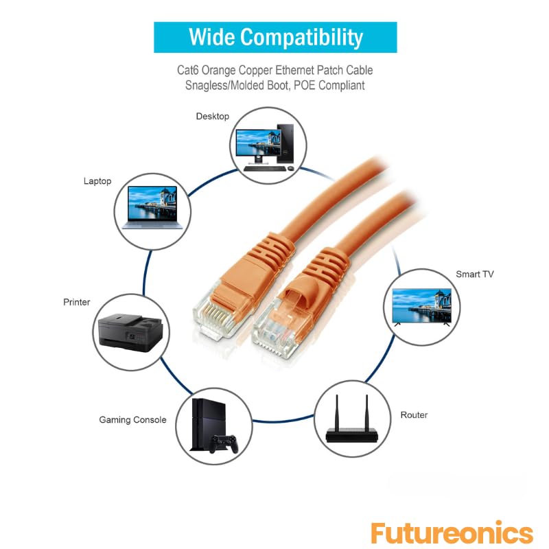 Pack de 50 cables Ethernet Cat 6 UTP naranja 15 pies miniatura 6