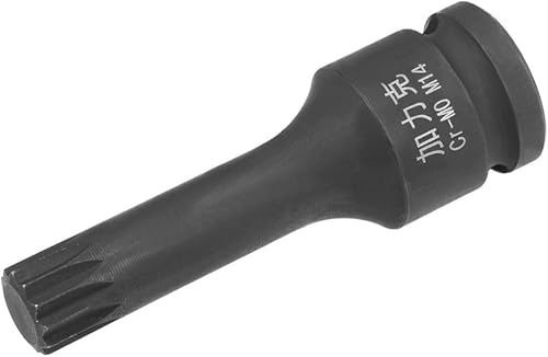uxcell 1/2" Drive x M14 (0.551 in) Impact Triple Square Spline Bit Socket, métrico 3" longitud, uso de acero CR-MO con destornilladores de impacto o
