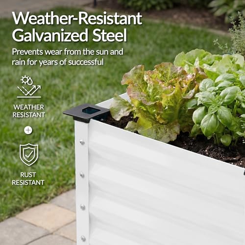 Image of Best Choice Products 72x24x30in Non Toxic Galvanized Raised Garden Bed, Metal Elevated Planter Box, Vegetable Garden, 100% Non Toxic Materials - White