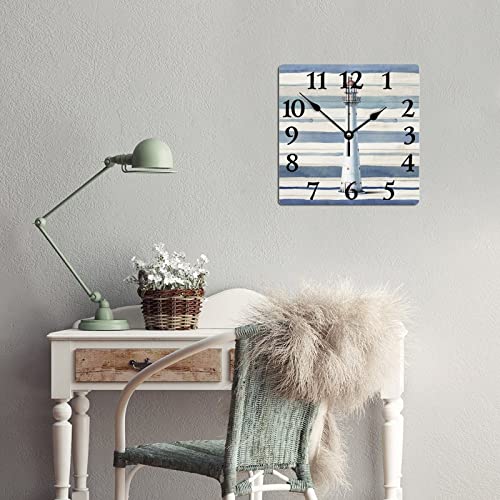 Reloj de pared cuadrado de madera de 12 pulgadas miniatura 5