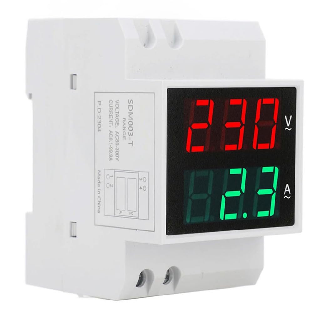 Jnchdghwa As Shown Digital Voltmeter Ammeter 0.1 To 99.9A Ac80-300V High Accuracy Meter On Din Rail