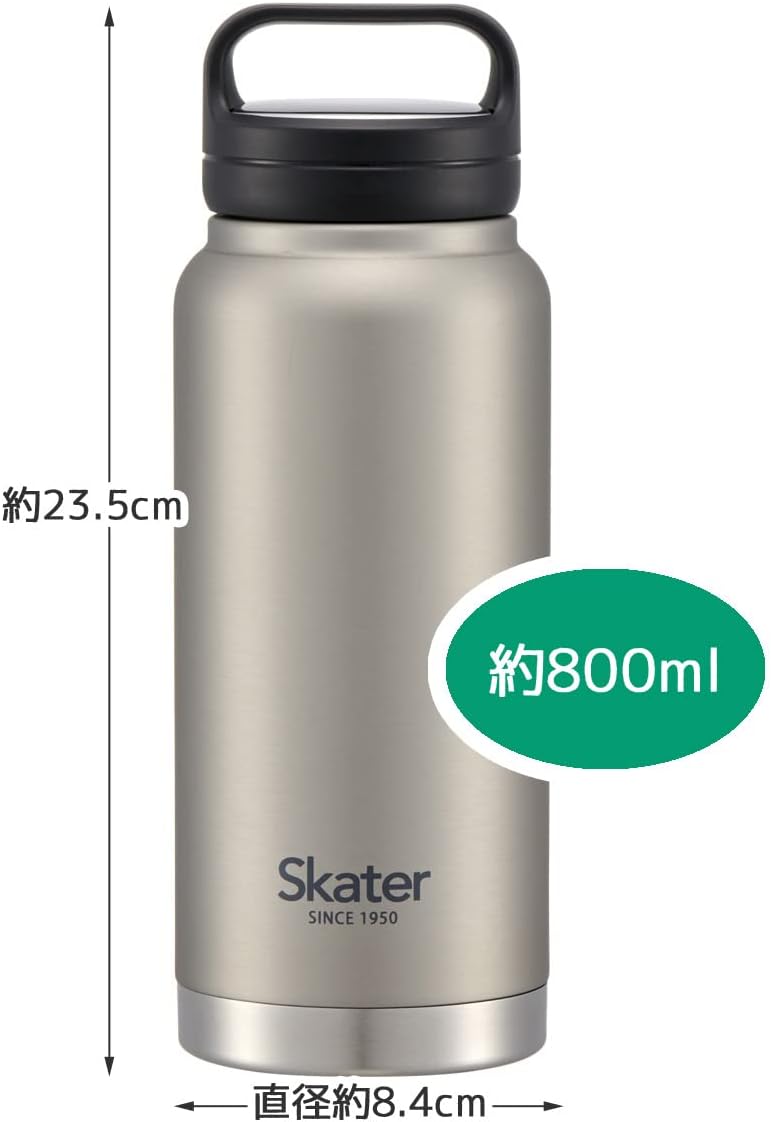 Skater STSC8-A Insulated Stainless Steel Mug Bottle, 28.7 fl oz (800 ml), Screw Handle, Silver