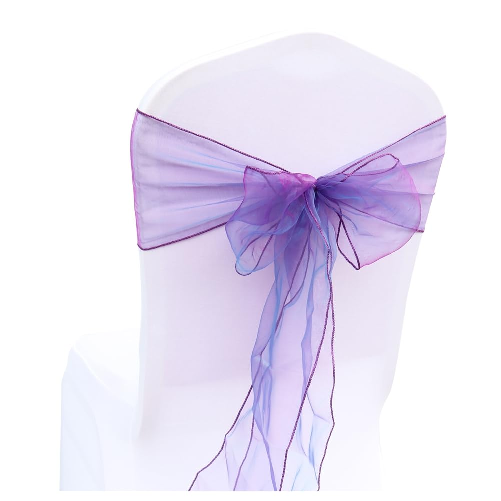 Fiocco per sedia, in organza, per matrimoni, feste, compleanni, eventi, Natale, hotel, banchetti, viola, 100 pezzi