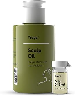 Traya Scalp Oil With Booster Oil Shots For Stress Relief And Calm Sleep, Contains Coconut Oil, Bhringraj Oil For Hair, Ylang Ylang Essential Oil And Orpl(87Ml)