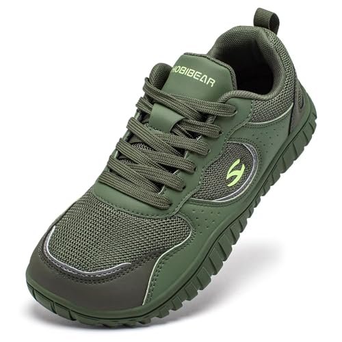 HOBIBEAR Scarpe da uomo e da donna a piedi nudi, larghe, comode sneaker da trail running, verde, 39...