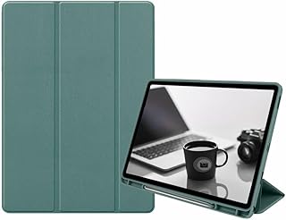 جراب سمارت مع حامل قلم من السيليكون الناعم لحماية الجسم بالكامل مع خاصية الاستيقاظ/النوم التلقائي مع جهاز ريلمي باد 10.4 بوصة، أخضر