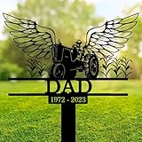 HDBMHDBM Custom Tractor Silhouette Memorial Metal Sign, Personalized Tractor Memorial Stake, Metal Garden Stake, Outdoor Sign, Sympathy Gift, Garden Yard Lawn Cemetery Decor