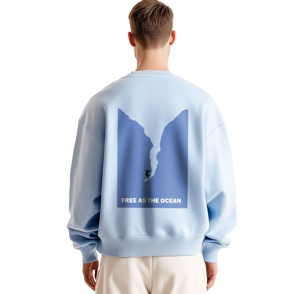 nobero Oversized Back Print Sweatshirt(1M-TWRS-C0794-PBL5_Powder Blue_XL)-picture-41