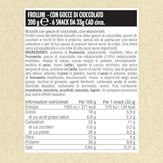 Biscotti Proteici Frollini Cacao Con Gocce Di Cioccolato EatPro 6 Monoporzioni Colazione Proteica, Snack Proteici, 30% Proteine 18% Fibre, Low Carb Biscotti Keto Diet, Dieta Chetogenica Prodotti