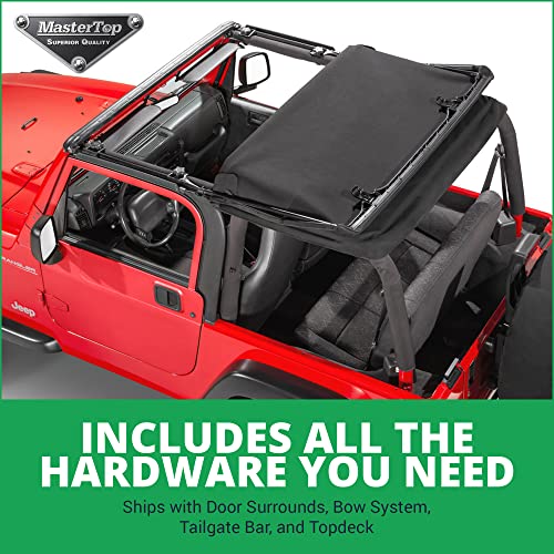 MasterTop SkyMaster Frameless Fastback Soft Top with Bow Assembly Hardware - Fits Jeep Wrangler TJ 1997-2006 - Jeep TJ Soft Top - Flip-Back Sunroof Bimini Top Feature - Black Diamond by MasterTop - Image 5