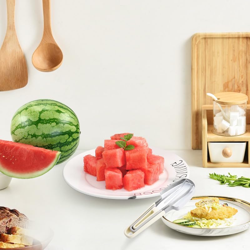 Trancheuse Pastèque 3-en-1 acier inoxydable Vert, Fourchettes fruits doubles, Outil coupe melon d'été Cuneary - Maison Trancheuse Pastèque 3-en-1 acier inoxydable Vert, Fourchettes fruits doubles, Outil coupe melon d'été Cuneary - Maison