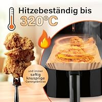 GOURMETmaxx Backpapier für Heißluftfritteuse, 3 bis 5 Liter | Backpapierschale – antihaftbeschichtet & ölbeständig | Doppelkorb Airfryer Backpapier – 200 Stück | 22 x 14 x 4,5 cm – Ansicht 3