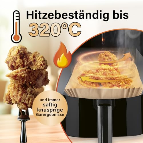 GOURMETmaxx Backpapier für Heißluftfritteuse, 3 bis 5 Liter | Backpapierschale – antihaftbeschichtet & ölbeständig… – Ansicht 3