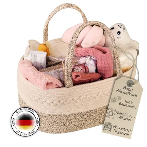 ELEVO Wickeltasche, Baby Windelkorb, Kliniktasche Geburt, Wickelkorb, Baby Erstausstattung, Einkaufskorb, Wickel-Organizer, Babyparty Geschenk, Wickeltisch Zubehör, Geschenkkorb, Windel Caddy