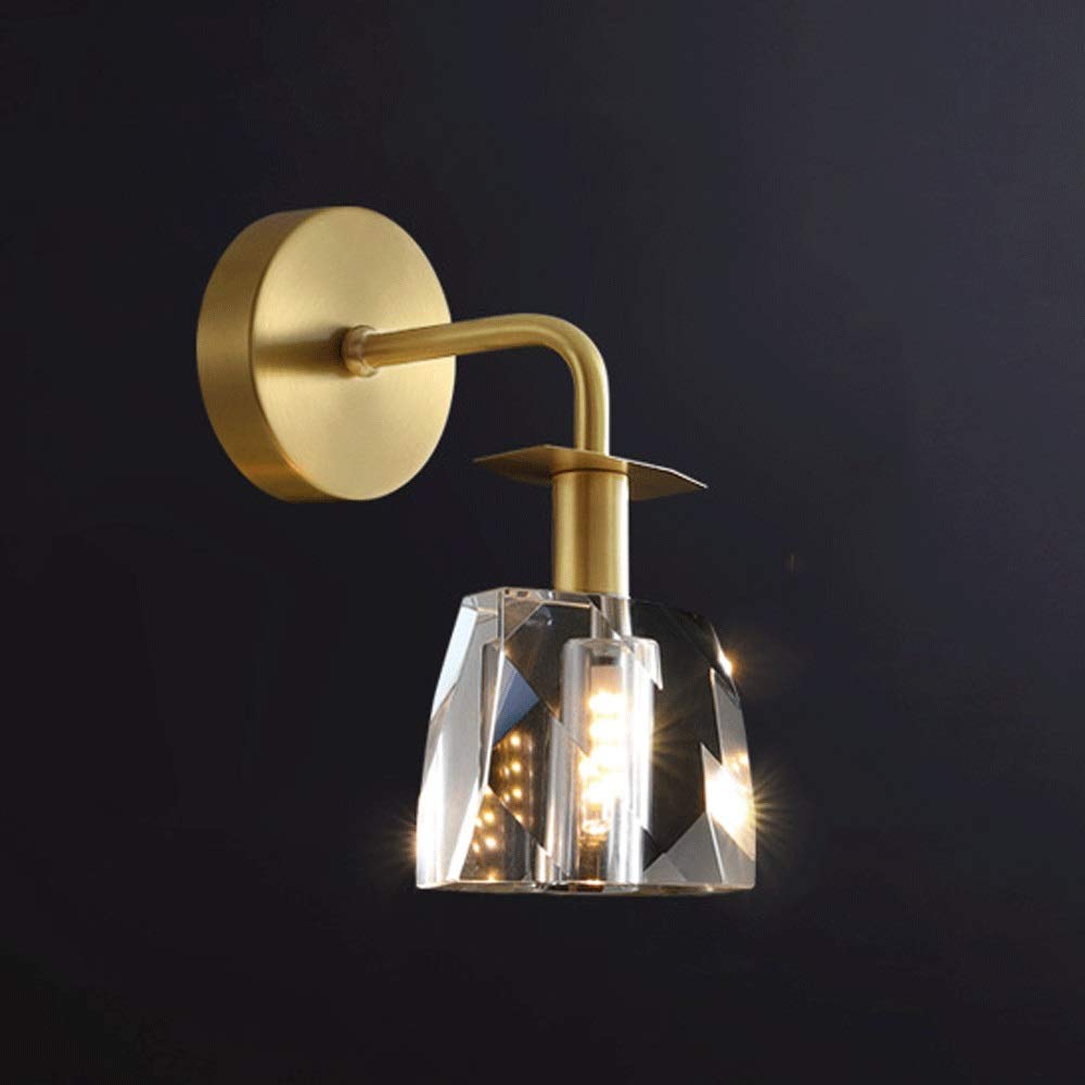 SXECAEPS 1 Light Wall Lamp with Glass Lampshade, Copper Finish Postmodern G4 Socket Fixtures for Living Room Bedroom Hallway Stairs [Energy Class A+++]