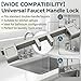 Universal Faucet Handle Lock for Double Sinks, Double Sink Faucet Lock with Anti-Slip Kitchen and Bathroom Stopper, Tool-Free Installation for Kitchen, Bathroom — Daily Home Use (Black)