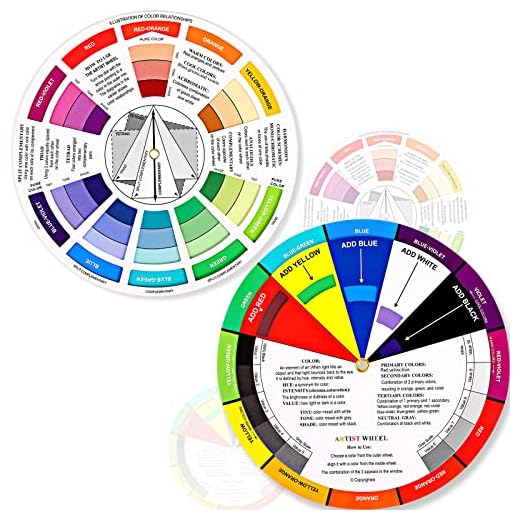 Outus 2 Pcs Color Wheel, Paint Mixing Learning Guide Art Teaching Tool Color Wheels for Makeup Blending Board Chart Mixed Guide Mix Colours(9.06 Inch/ 23 cm)
