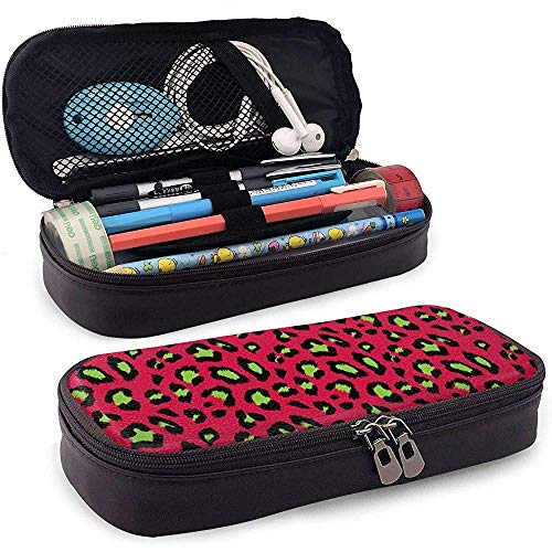 Preisvergleich Produktbild Leopard Federmäppchen Aufbewahrungstasche Aus Pu-Leder Schreibtisch Stift Bleistiftmarker Schreibwaren Veranstalter Bleistiftbeutel Mit Reißverschluss Für Schule Und Büro