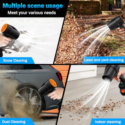 Image of Handheld Electric Cordless Leaf Blower - 500,000RPM Mini Turbo Jet Blower with 2x4.0Ah Batteries & Charger, Lightweight for Patio, Lawn, Garage Cleaning (Black)