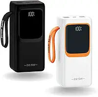 Carregador Portátil Power Bank 30000mAh 22.5w Universal Rápido Turbo Com Display Led 7 Saídas e Entradas, USB-C, Lightning, USB-A, Compatível com Iphone, Samsung, Motorola, Xiaomi (Preto)