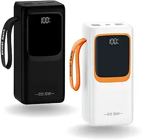 Carregador Portátil Power Bank 30000mAh 22.5w Universal Rápido Turbo Com Display Led 7 Saídas e Entradas, USB-C, Lightning, USB-A, Compatível com Iphone, Samsung, Motorola, Xiaomi (Preto)