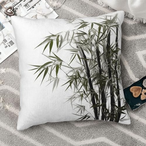 Housses de coussin velours côtelé doux 50x50 imprimé bambou - 8
