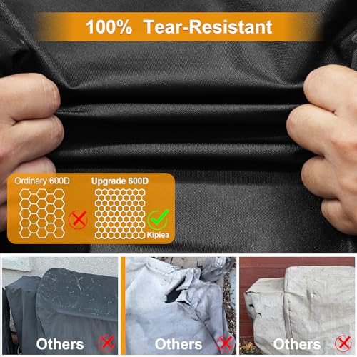Image of Kipiea 600D Pellet Grill Cover for Pit Boss 700FB, Classic 700, and Pro 600 Series, Waterproof BBQ Smoker Cover, UV Resistant