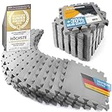 Boden-Schutzmatten XXL Set; Fitnessmatte Bodenschutz Puzzle-Matte; Unterlegmatte für Fitnessgeräte + GRATIS Anti-Rutschmatte; Trainingsmatte & Sport-Matte für Fitnessraum Keller Garage ca. 2m² Grau