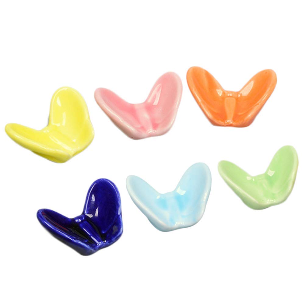 MRKU Chopstick Rest Chopsticks Holders Restaurant 6pcs Butterfly Shape Ceramic Dinner Spoon Stand Fork Rack Utensil Cutlery