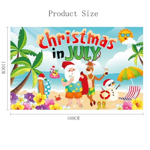 Image of MAGQOO Christmas in July Backdrop Christmas in July Background Banner Christmas July Party Decorations Summer Beach Christmas Holiday Party Decorations Supplies