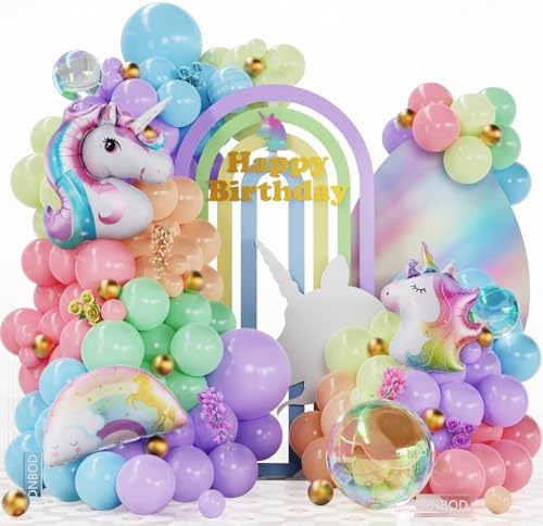 140Pcs Pastel Rainbow Unicorn Balloon Garland Arch Kit,with Pink ...