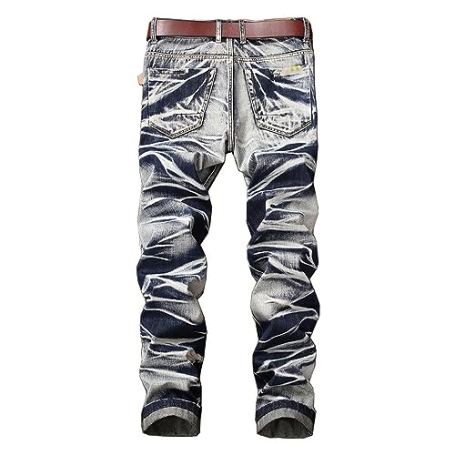 Men's Slim Fit Denim Pants Casual Classic Vintage Straight Fit Jeans Tapered Leg Hip Hop Fashion Jeans2