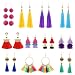 Produktbild 11 Paar bunte lange geschichtete Kugel-Ohrringe gelb-rot türkis Quaste Kreolen Fransen Bohemian Tiered Quaste Tropfenohrringe Soriee Ohrstecker-Set für Mädchen Frauen