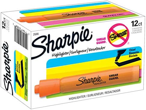 SHARPIE Tank Style Highlighters, Chisel Tip, Fluorescent Orange, Box of 12