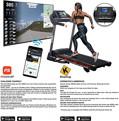 Orion Fitness Run M600 laufband klappbar elektrisch bis 120kg, Bluetooth, Fitshow, Kinomap automatische Steigung auf 15… – Bild 4
