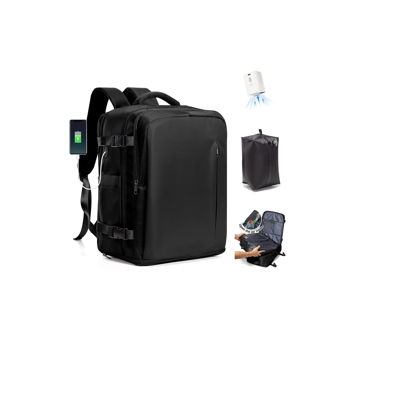 SZLX Zaino A Vuoto Con Pompa Donna, Zaino Ryanair 40x30x20 Sottovuoto Zaino da Viaggio Ryanair Wizzair, Ryanair Viaggio Ruscksack Dimensione Cabina Con Pompa Impermeabile Uomo Valigia A Vuoto