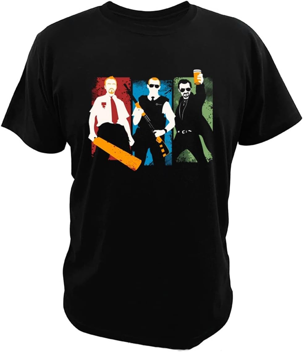 Three Flavours Cornetto Trilogy T Shirt Shaun of The Dead Men Cotton T-Shirt Hot Fuzz Tops The World's End Tshirt Tees Black L