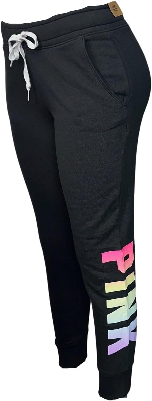 Victoria's Secret Pink Everyday Lounge Skinny Jogger Pants Color Black Rainbow Size Small New